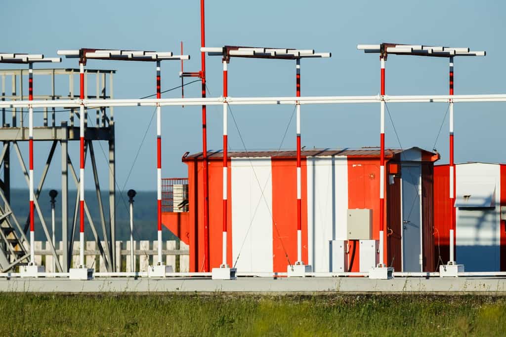 Telecommunications towers at airport